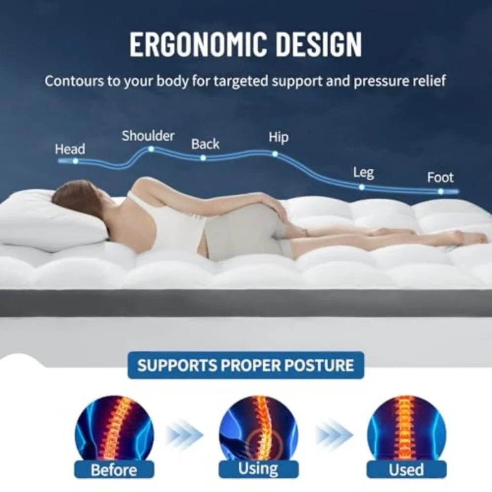 4 Inch Twin XL Memory Foam Mattress Topper - Cooling Extra Thick 2000 GSM Pillow